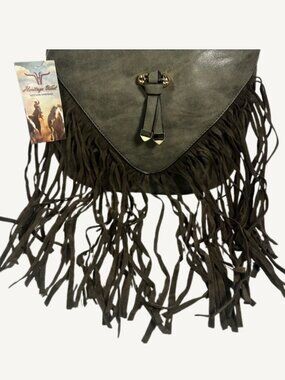 “NWT Heritage West Olive Fringe Crossbody Boho Western Festival Bag”